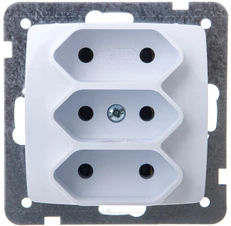 Ospel GP-3S/m/00 KARO Lizdas potrójne b/u 2.5A EURO balta GP-3S/m/00