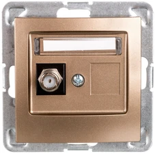 Ospel Impresja F tipo vienos antenos lizdas auksinis metalinis (GPA-1YF/m/28)