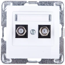 Ospel Impresja F tipo dvigubas antenos lizdas baltas (GPA-2YF/m/00)