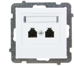 Ospel GPT-2GN/m/00 AS Dvigubas telefono lizdas RJ11, nepriklausomas, baltas GPT-2GN/m/00