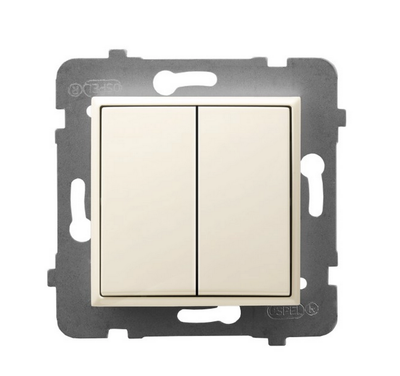 Ospel ŁP-10U/m/27 ARIA Dvigubas laiptų jungiklis, ekru ŁP-10U/m/27