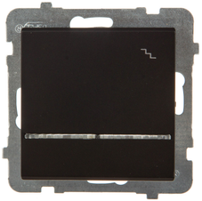 Ospel Sonata 16AX IP20 vieno laiptų jungiklis su apšvietimu juodos spalvos metalo (ŁP-3RS/m/33)