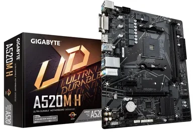 Pagrindinė plokštė Gigabyte | A520M H 1.0 | Processor family AMD | Processor socket AM4 | DDR4 DIMM | Atminties lizdai 2 | Chipset AMD A | Micro ATX