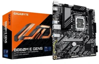 Pagrindinė plokštė „Gigabyte B860M E GEN5“ | Procesorių šeima „Intel“ | Procesoriaus lizdas LGA1851 | DDR5 | SATA jungčių skaičius: 4 | Palaikomos standžiojo disko sąsajos: SATA, M.2