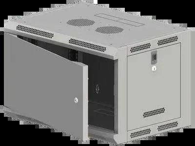 Pakabinama spintelė 19" 9U 600x500, neskaidoma, vienvėrės METALINĖS DURYS, pilnas galinis dangtis, kilnojami perforuoti šoniniai dangčiai, pilka spalva, 4 sijos, FLAT PACK ALANTEC