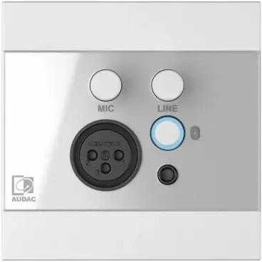 AUDAC WP225/W sieninis skydelis, XLR mikrofonas + 3,5 mm jungtis + „Bluetooth“, baltas