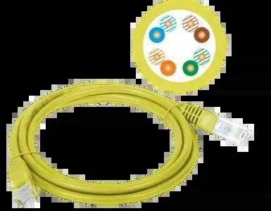 Komutacinis laidas U/UTP kat. 5e PVC 3.0m geltonas ALANTEC