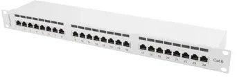 LANBERG PPS6-1024-S Patch Panel 24 prievadas 1U kat. 6 ekranuoti pilkai