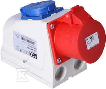 PCE Combi lizdas CEE 16A 400V 3P + Z + N + 230V su kištuku, laidas pagal IP44 9215-6F.