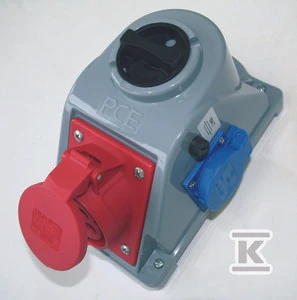 PCE Fiksuotas lizdas su jungikliu Combo-Pol 32A 400V 3P+Z+N 2x230V IP44 96062542W