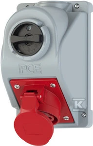 PCE Kištukinis lizdas su jungikliu L- 0- P 16A 5P 400V IP44 COMBO- POL (960615401W)