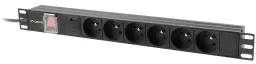 Lanberg stovo maitinimo blokas PDU 19" 1U 10A 6x PL 2m juodas C14