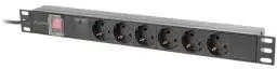 Lanberg stovo maitinimo blokas PDU 19" 1U 10A 6x Schuko 2m juodas C14