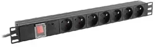 LANBERG PDU-07E-0200-BK PDU 1U 16A 7 rozetės prancūziškas 2m Juodas