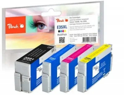 Peach PI200-637 rašalo kasetė Juoda, Žydras, Rausvai raudona, Geltona 4 vnt