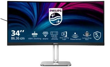 Philips 5000 serijos 34B2U5600C/00 kompiuterio monitorius 86,4 cm (34") 3440 x 1440 px Dual QHD LCD pilkas