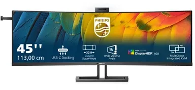 Monitorius Philips 6000 serijos 45B1U6900CH LED ekranas 113 cm (44,5 colio) 5120 x 1440 pikselių itin platus dvigubas „Quad HD“ Juoda