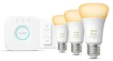 Išmanaus apšvietimo rinkinys Philips Hue 3x E27 lemputės + reguliatoriaus jungiklis