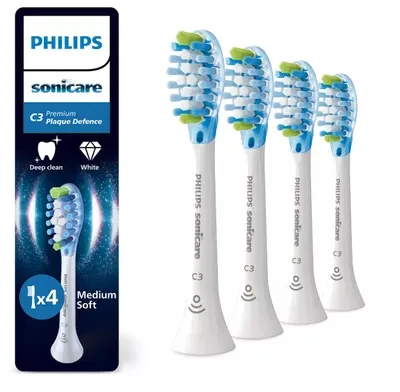4 dalių šepetėlių galvučių pakuotė Philips Sonicare Premium Plaque Defence, HX9044/87