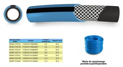Polix WĄŻ DO SPRĘŻONEGO POWIETRZA FI 8mm x 50m, MĖLYNA, PROFESIONALNY