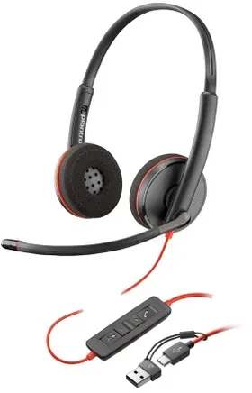 Hewlett Packard (HP) HP Poly Blackwire 3220 stereo USB-C ausinės + USB-C/A adapteris