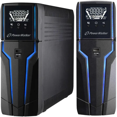 Power Walker POWERWALKER žaidimų UPS Line-Interactive VI 1000 GXB FR 4x FR lizdai / USB / LCD / 2x USB įkroviklis / RGB Lightning