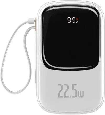 Powerbank Baseus Qpow PRO su laidu, 20000mAh, 22.5W (balta)