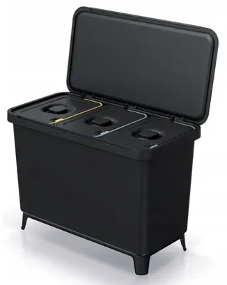 Prosperplast Šiukšliadėžė SYSTEMA 3x10L - juoda recykling