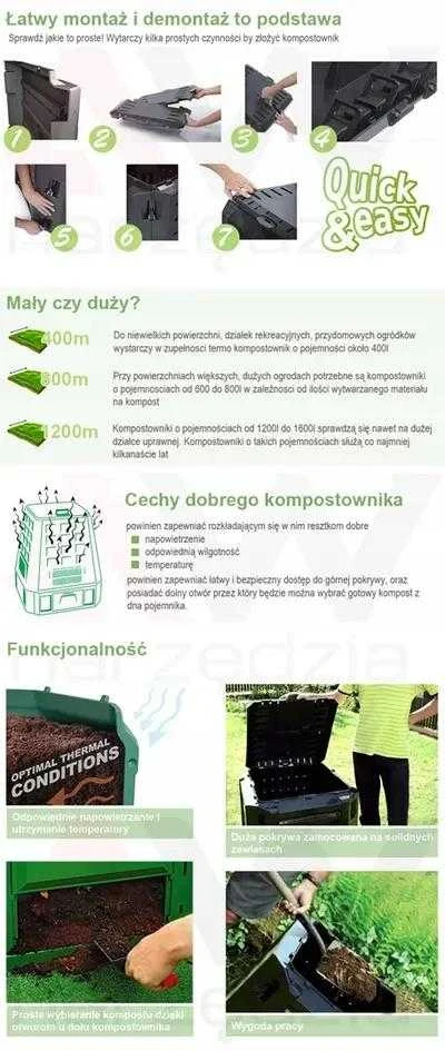 PROSPERPLAST komposto dėžė 380L Juoda 82 x 72 x 72cm