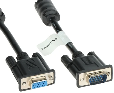LANBERG VGA M/F ilgintuvas 5m ekranuotas ferito juodas