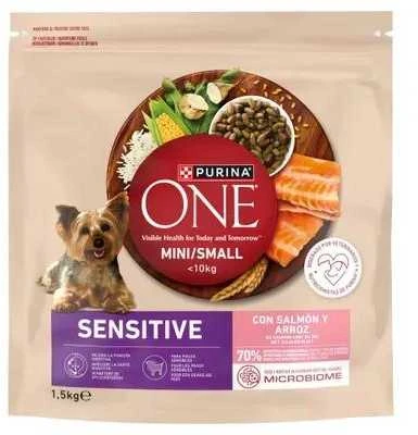Purina Nestle ONE MINI Dog Sensitive lašiša & ryžiai 1,5kg