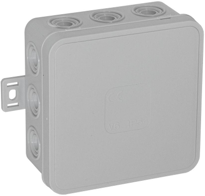 Tuščia ant paviršiaus montuojama dėžutė su 12 įvadų VIPLAST V7 click Pilkas IP54 100x100x41mm 037-03