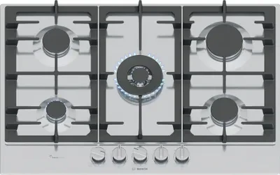 Kaitlentė Bosch Serie 6 PCQ7A5I90 hob Nerūdijantis plienas Built-in 75 cm Gas 5 zone(s)
