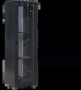 Q Lantec ALAN Spintelė su rakinama, vienos dalies A-LAN SS-42U-800-1000-02-C (42U, 19', 2050mm / 800mm / 1000mm, pastatoma, stiklinė, juodos spalvos)