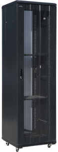 Q Lantec ALAN Spintelė su rakinama, vienos dalies A-LAN SS-42U-800-1000-02-C (42U, 19', 2050mm / 800mm / 1000mm, pastatoma, stiklinė, juodos spalvos)
