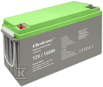 QOLTEC 53078 Deep Cycle Gel baterija 12V 150Ah