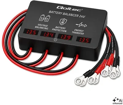Qoltec Balanser napięcia 48V do akumulatorów 4 x 12V | 10A | AGM GEL LiFePO4 | LED