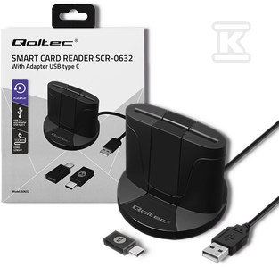 QOLTEC 50632 Išmanusis Smart ID kortelių skaitytuvas SCR0632 USB tipo C