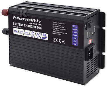 Qoltec 51952 Išmanusis „Monolith“ įkroviklis LiFePO4 AGM GEL SLA akumuliatoriams | 10A | 24V