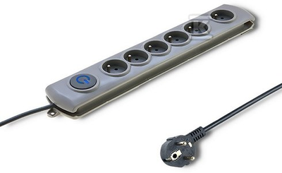 QOLTEC 50165 Apsaugos nuo viršįtampių Quick Switch 6 lizdai pilka 1.8m