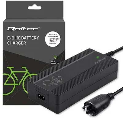 „Qoltec“ greitas įkroviklis elektriniam dviračiui ir paspirtukui, 36 V | 42 V | 4 A | „Bosch“ kištukas + maitinimo laidas