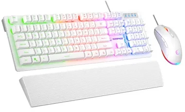 RAMPAGE FORTUNA GAMING SET Klaviatūra WITH Pelės kilimėlis ir pelė Baltas