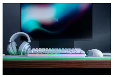 60% Mechaninė Žaidimų klaviatūra Razer Huntsman Mini Mercury Edition, Clicky Optical Switch (Purple), US išdėstymas