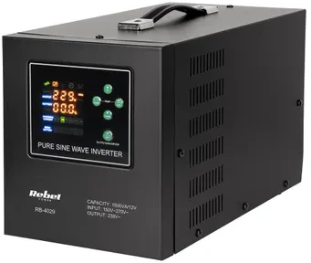 Rebel POWER-1500-LFP4 avarinis maitinimo šaltinis – keitiklis su gryno sinuso banga, 12V įkrovimo funkcija, 230V, 1500VA/1050W