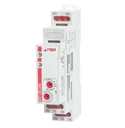 „Relpol“ laiko relė 2P 1 sek.–10 dienų 12–240 V AC/DC 50/60 Hz ĮJUNGIMO delsa RPC-2E-UNI (863196)