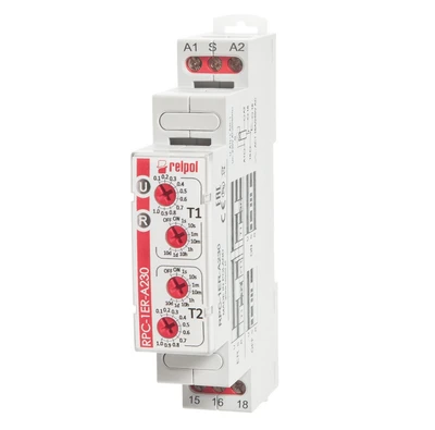 Relpol Laiko relė 1P 1 sek.-10 dienų 230V AC 50/60 Hz uždelstas įjungimas ir išjungimas RPC-1ER-A230 863203