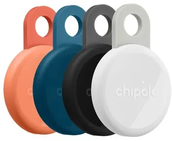 „Chipolo LOOP“ – įkraunamas „Bluetooth“ sekiklis su silikonine kilpa, skirtas „iOS“ ir „Android“, 4 spalvų_anglies_kreidos_tamsiai mėlynas_koralinis