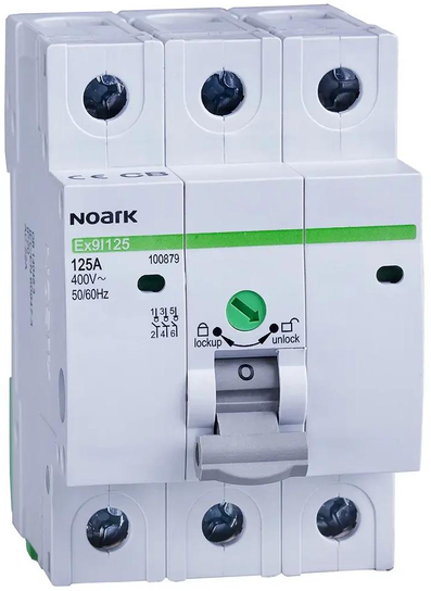 IŠJUNGIKLIS, PLOTIS 3 MODULIAI, 3P, 100A, Ex9I125 3P 100A Noark 100878