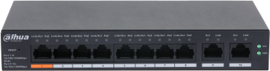 Šakotuvas Dahua CS4010-8GT-60 Switch PoE 8xPoE, 2xUpLink, debesų tvarkymas