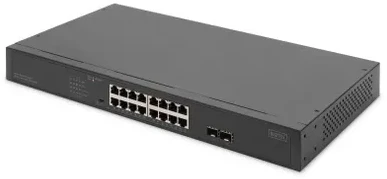 Šakotuvas Digitus 16-PORT GBIT SWITCH 19ZOLL UNMA - 2-PORT GBIT SFP UNMA POE SWITCH